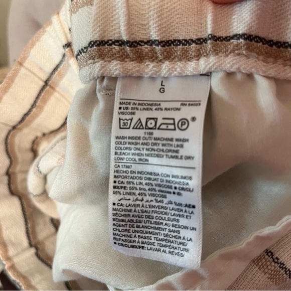OLD NAVY Linen Blend Wide Leg Pants Women's Size L Grey Multi Stripe Beach BOHO - Picture 12 of 16